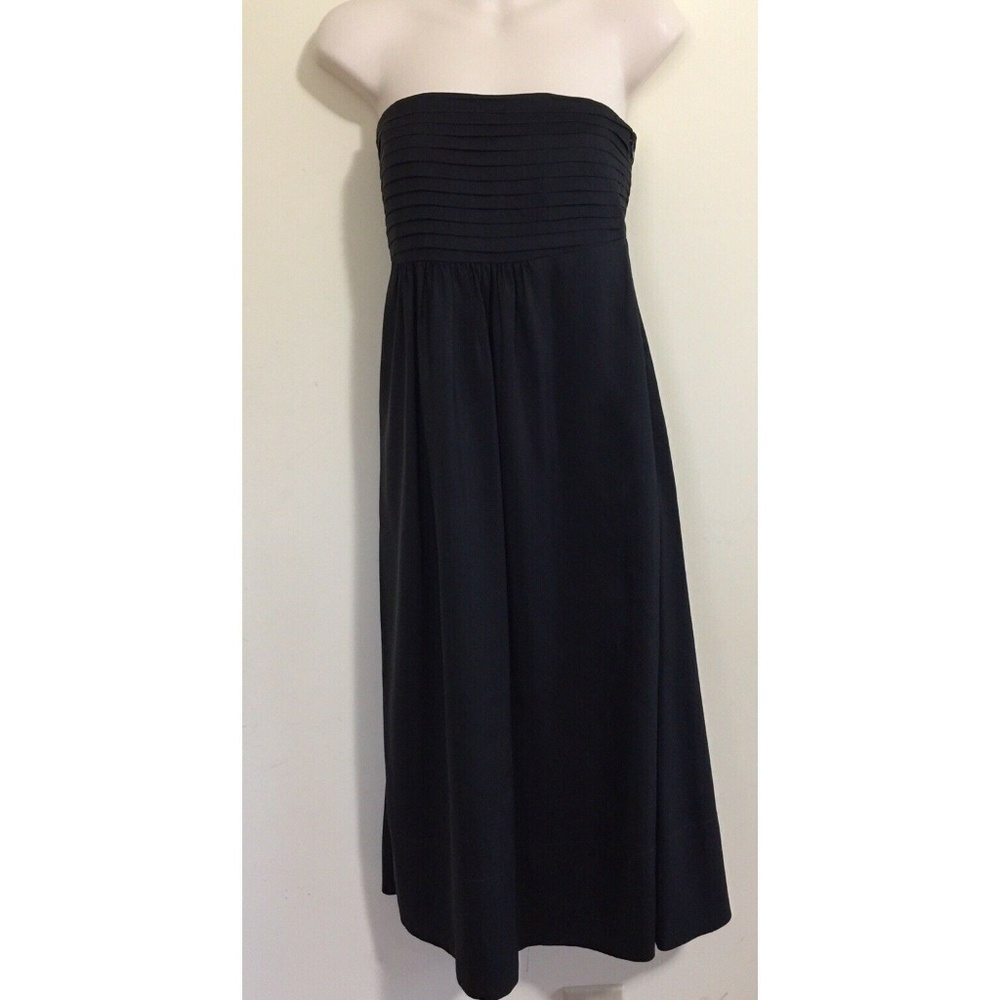 Banana Republic Size 0 Black Silk Dress Strapless - Picture 1 of 8